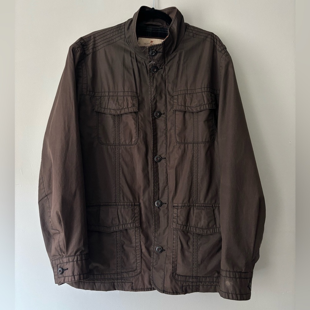 Vintage Streetwear Men Chocolate Brown Preppy Flannel Bomber Barn Jacket Large - Picture 3 of 11